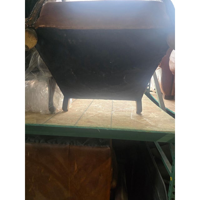 Art Deco French Distressed Brown Lounge Chair For Sale - Image 10 of 10