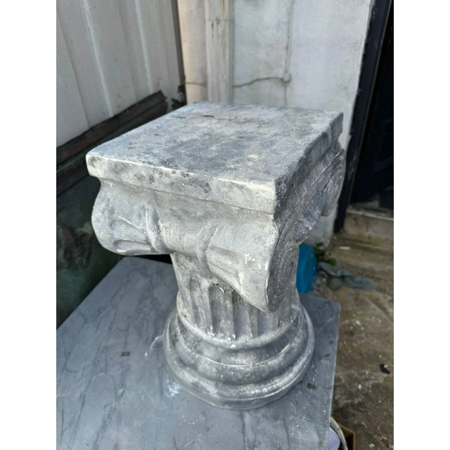 Sculpture Materials Grey Ionic Column Pedestal – Greek Style Display Stand For Sale - Image 7 of 11