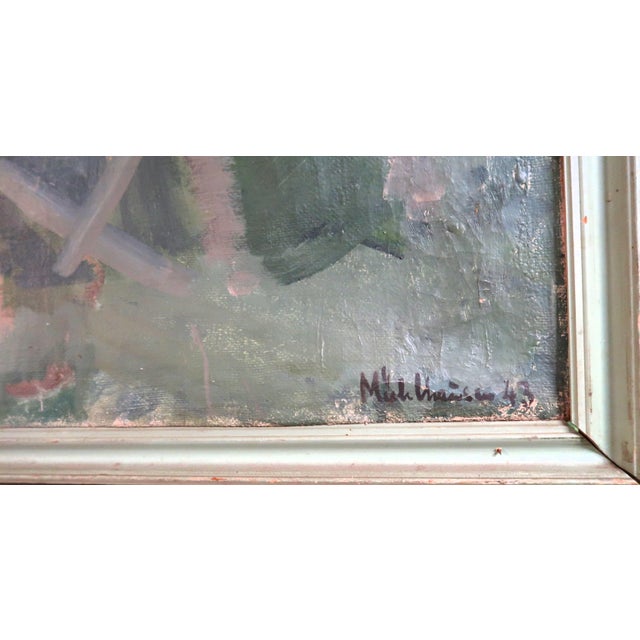 Paint Early 20th Century Huge Standing Nude Signed Oil Painting For Sale - Image 7 of 7