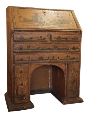 18th Century Italian Lacca Povera Secretary Desk