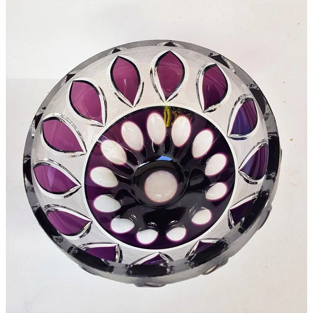 Czech Ruby ​​Crystal Clear Glass Bowl with Battuto Technique, 1960s, in Flawless conditions. Designed 1920 to 1949