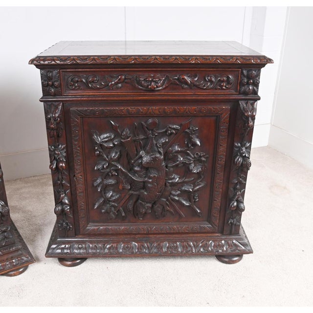Antique German Black Forest Animal Carved Side Cabinets, 1860s, Set of 2 For Sale - Image 6 of 18