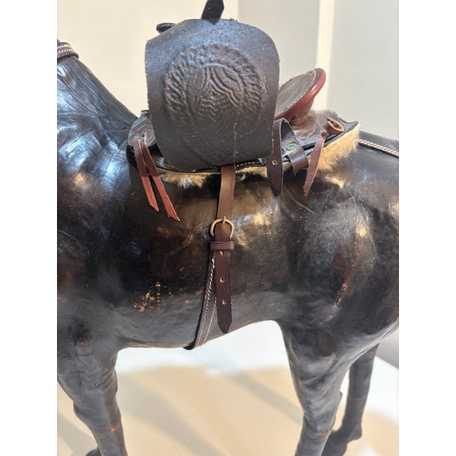 Monumental Leather Horse Sculpture With Western Saddle — Ranch Modern Equestrian Decor For Sale - Image 10 of 12