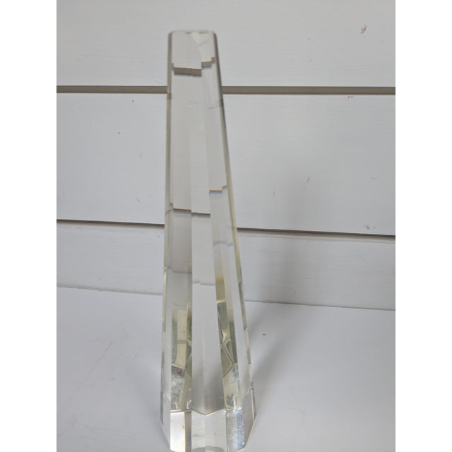 Large Mid 20th Century Crystal Glass Obelisk For Sale In Atlanta - Image 6 of 12