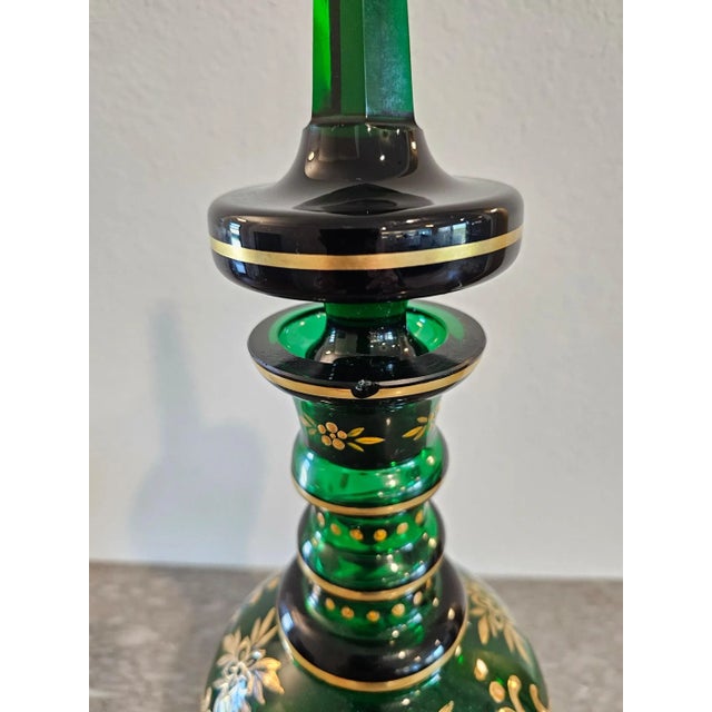 Large Antique Bohemian Moser Gilt Enameled Decanter Bottle For Sale - Image 10 of 12