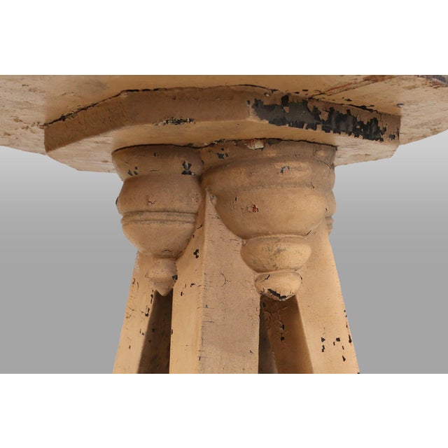 Industrial Painted Wooden Tripod Console Table with Rich Patina, 1890s For Sale - Image 5 of 11