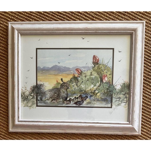 American 2002 Andre Blanche the Hunter Family Watercolor Paintings Signed Framed Original Set of Two Pair For Sale - Image 3 of 9
