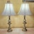 Hollywood Regency Pair of Tall Brass Table Lamps With Ivory Bell Shades – Hollywood Regency Style For Sale - Image 3 of 18