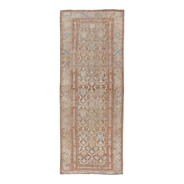 Antique Kurdish Runner in Soft Tones in Wool With All-Over Tribal Design 3'0 X 8'1 For Sale