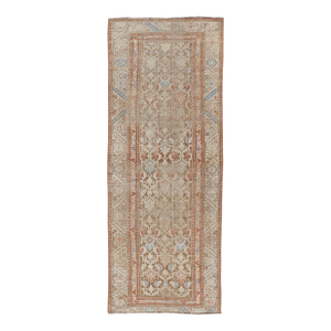 Antique Kurdish Runner in Soft Tones in Wool With All-Over Tribal Design 3'0 X 8'1