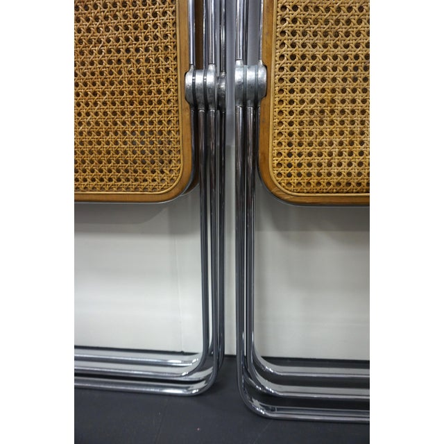 Brown Vintage Plia Chairs in Cane Fabric by Giancarlo Piretti for Anonima Castelli, 1970s, Set of 4 For Sale - Image 8 of 18