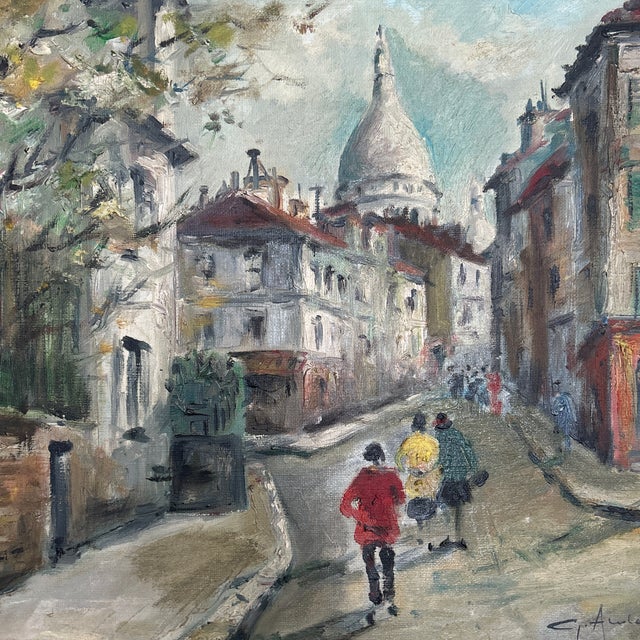 1950’s original impressionist Paris street scene cityscape painting on canvas. Signed and framed. Measures 16x13 or 21x18...