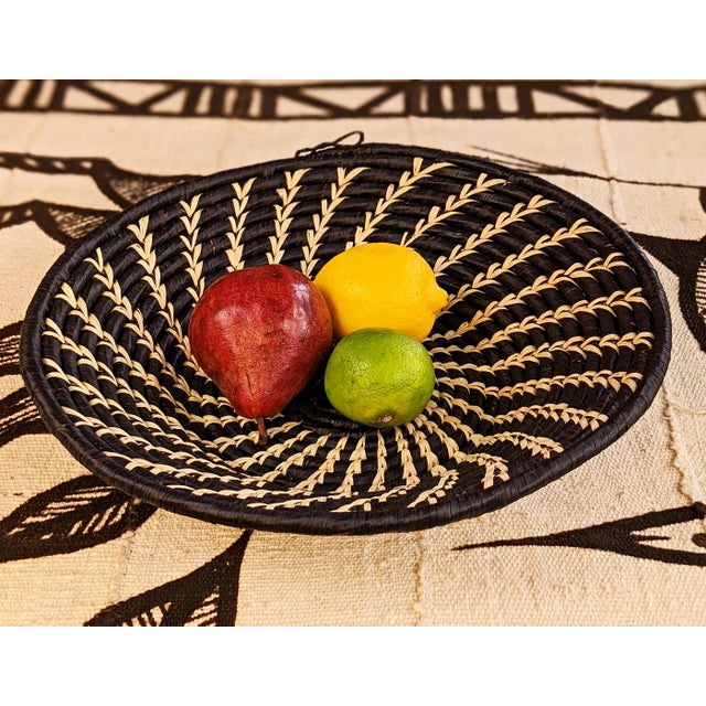 African Black White Woven African Baskets Set of 2 For Sale - Image 3 of 5