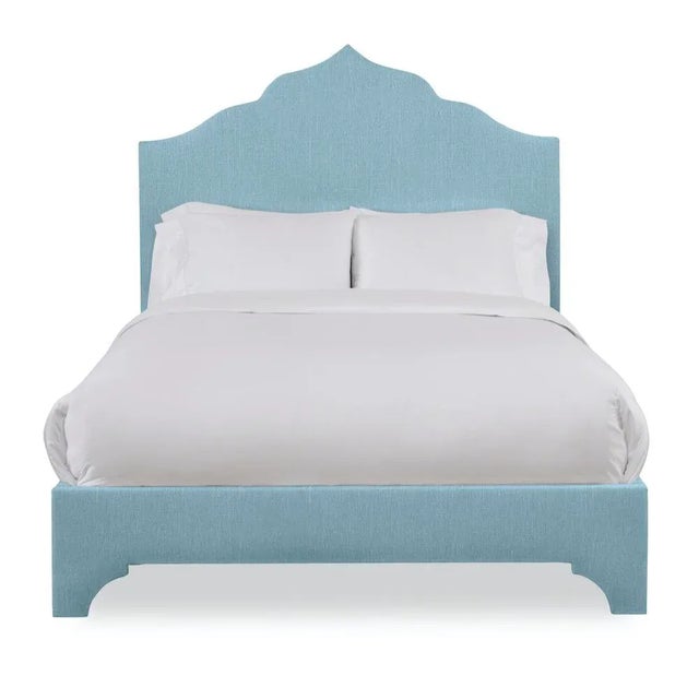 Casa Cosima Clementine California King Bedframe, Mosaic Blue Linen For Sale - Image 4 of 4