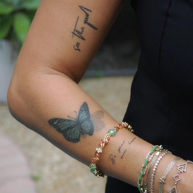 Gemstone Victorian Floral Emerald & Ruby Gemstone Bangle Bracelet For Sale - Image 7 of 8