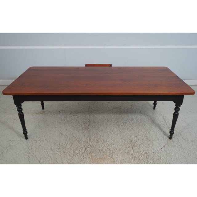 1990s Country 1 Drawer Cherry Dining Room Table W. Black Legs For Sale - Image 16 of 17