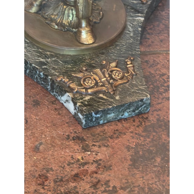 French Empire Ostriches Neoclassical Napoleonic Floor Lamp Marble, Bronze and Metals For Sale - Image 12 of 17