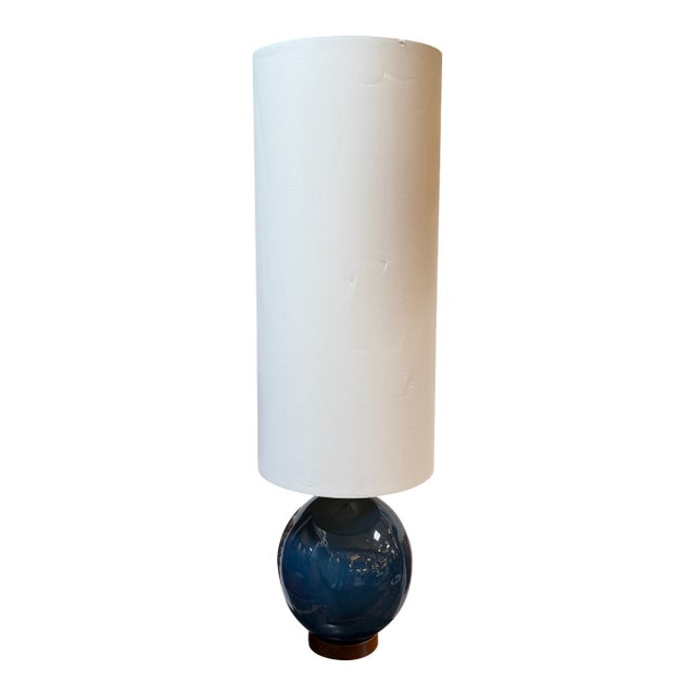 West Elm Ceramic Table Lamp With Elongated Lamp Shade For Sale