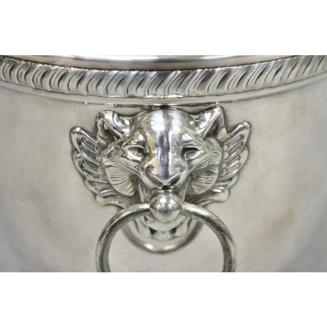 Mid 20th Century Poole English Regency Silver Plated Lion Head Champagne Chiller Ice Bucket For Sale - Image 13 of 17