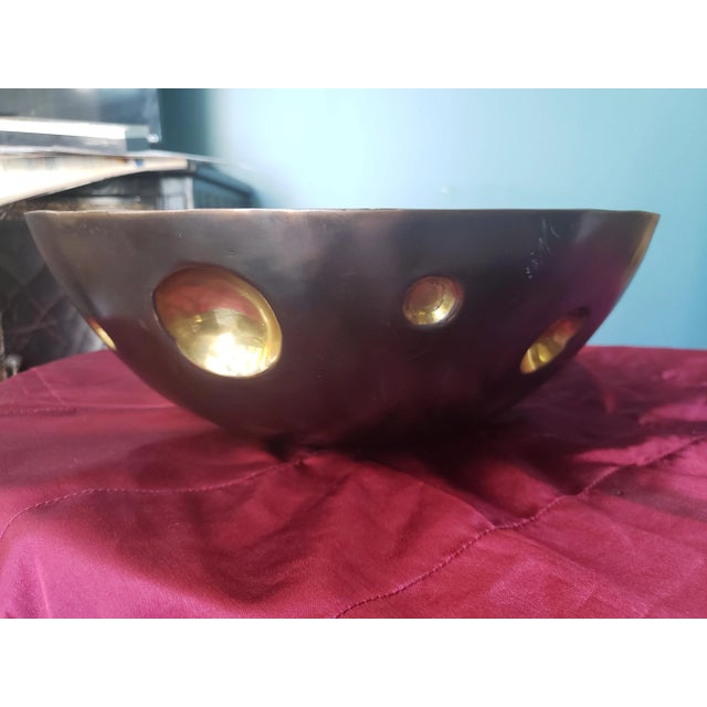 Late 20th Century Contemporary Burnished Brass Bowl by Evans Design Group For Sale - Image 5 of 9