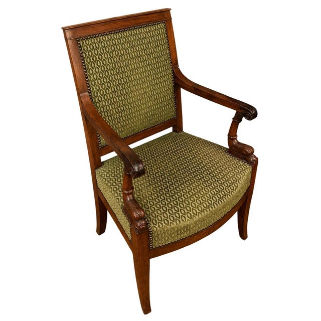 Wood Empire Armchair with Dolphins in Mahogany, 1800s For Sale - Image 7 of 7
