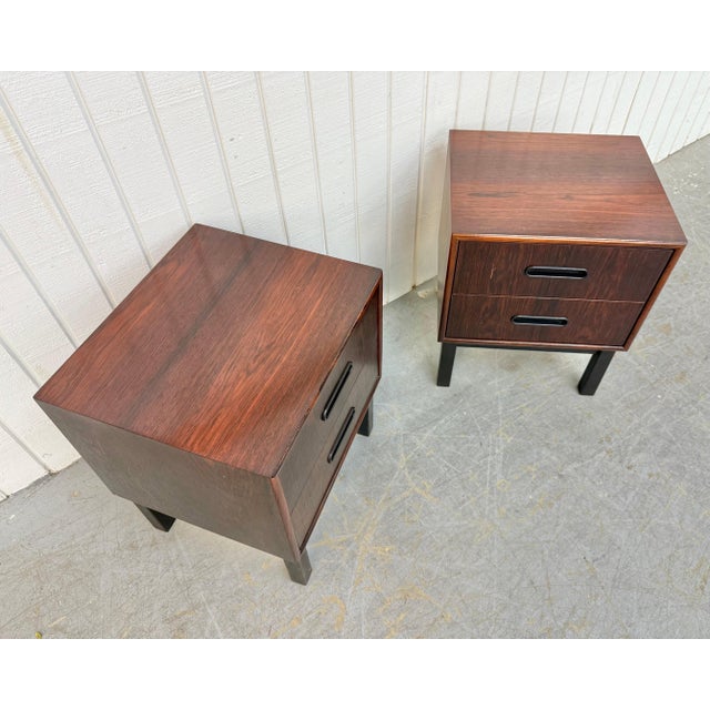 Mid-Century Danish Modern Rosewood Nightstands - Set of 2 For Sale - Image 4 of 9
