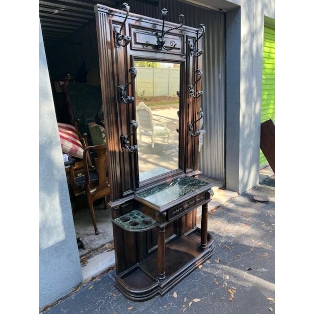 Brown Large Walnut Antique Carved French Hall Umbrella Stand For Sale - Image 8 of 10
