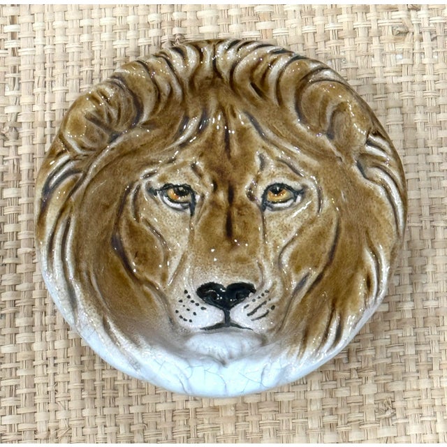 Vintage terracotta glazed lion catch all. Nice for jewelry or keys. Made in Italy. Excellent condition