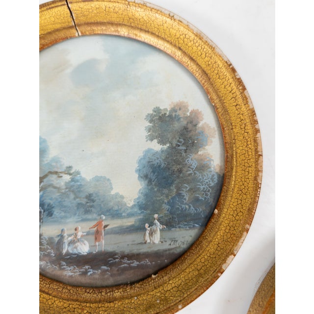 18th Century Pair of French Miniature Gouache Landscape Paintings by Louis-Gabriel Moreau For Sale In New York - Image 6 of 14