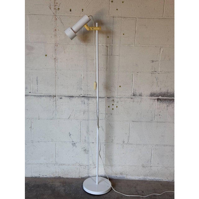 1970s Mid-Century Modern White Metal Floor Lamp With Adjustable Shade For Sale - Image 4 of 10