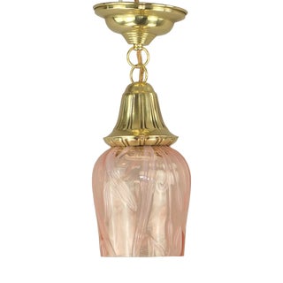 Art Nouveau Pendant Light with Vaseline Glass Shade, Vienna, 1920s For Sale