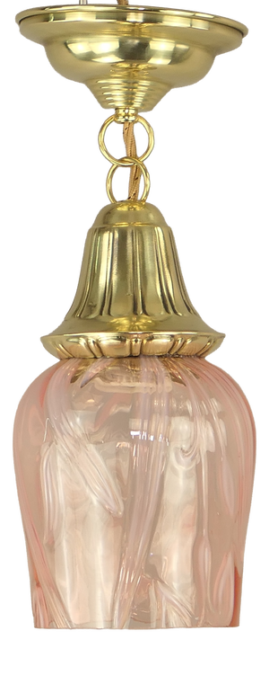 Art Nouveau Pendant Light with Vaseline Glass Shade, Vienna, 1920s