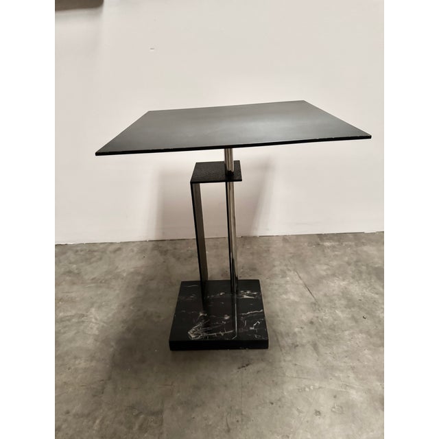 Contemporary Late 20th Century Marble and Steel Side Table For Sale - Image 3 of 10