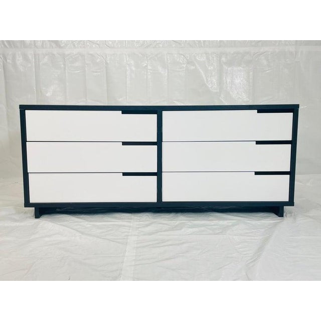 Vintage Style 6 Drawer Credenza With White Accented Drawers For Sale - Image 4 of 18