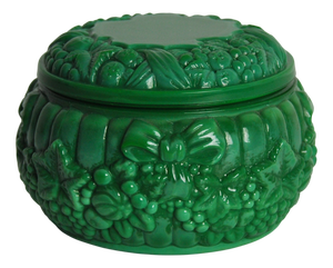 Emerald Green Malachite Glass Trinket Box, 1950s-1960s