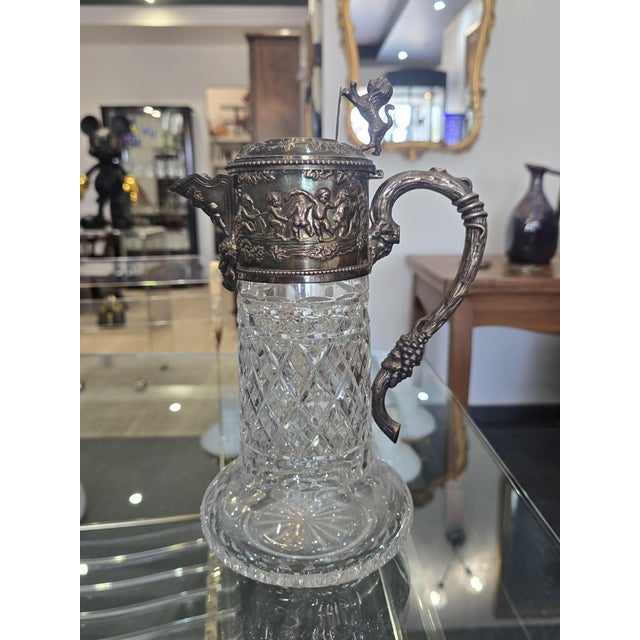 Vintage Cut Crystal and 925/1000 Sterling Silver Wine Decanter by Topázio, 1930s For Sale - Image 10 of 16