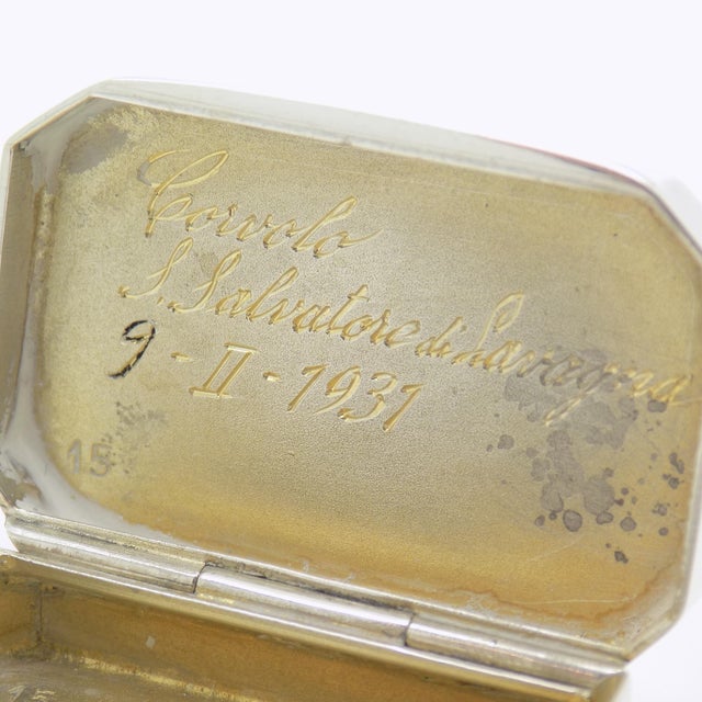 Vintage Italian Handmade Genuine Silver Codevilla Branded Pill Snuff Trinket Box, 1931 For Sale - Image 10 of 12