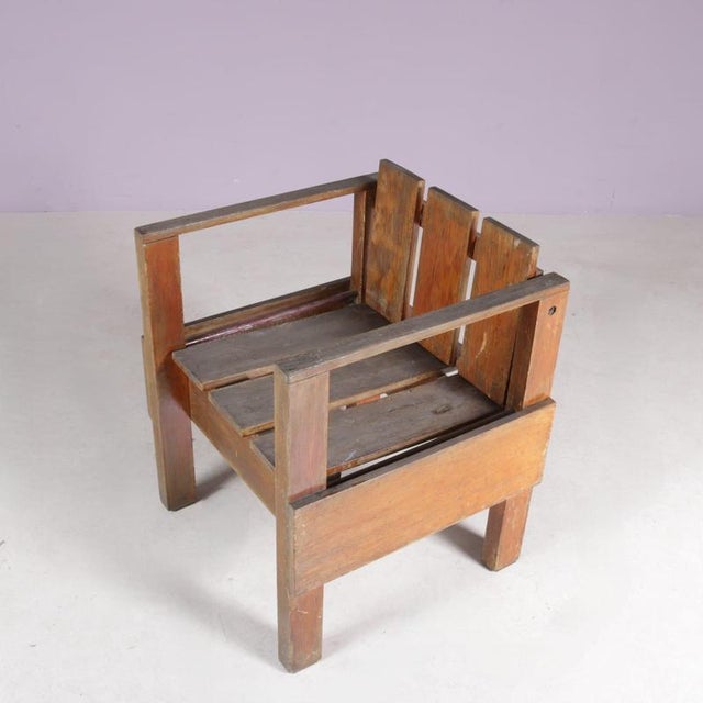 Wood Teak Side Chair in the style of Rietveld, Netherlands, 1960s For Sale - Image 7 of 9
