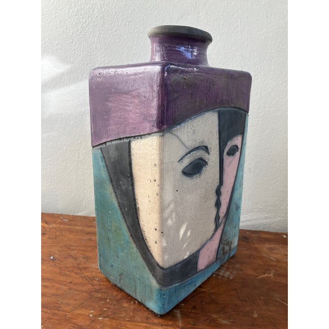 Mid-Century Modern Original Linda Mielke Modernist Raku Vase, Circa 1960s, Signed For Sale - Image 3 of 11
