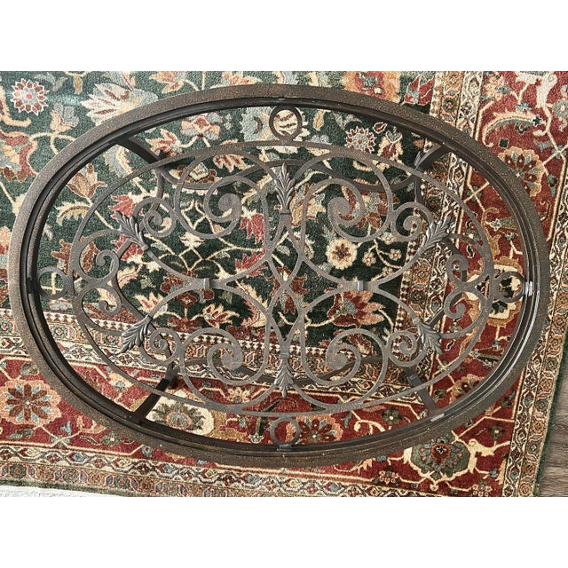 Metal Iron & Glass 34” X 48” Oval Cocktail Coffee Accent Table For Sale - Image 7 of 7