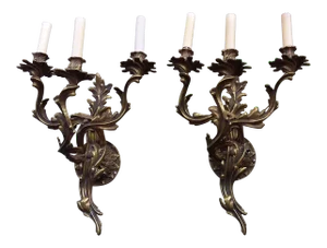 Antique French Bronze Wall Sconces - a Pair
