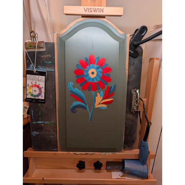 Hand Painted Vintage 1970s St. John’s Table Co. Hand-Painted Green China Hutch | One-of-a-Kind Art Furniture For Sale - Image 14 of 18