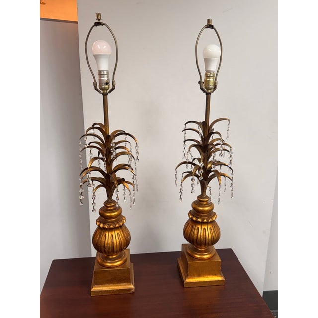 Metal Vintage Italian Regency Table Lamps, Pair For Sale - Image 7 of 12
