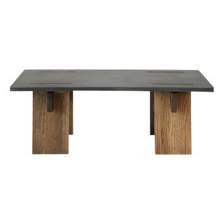 Arnold Dark Concrete Top and Dark Oak Legs Coffee Table by Eberhart Furniture For Sale