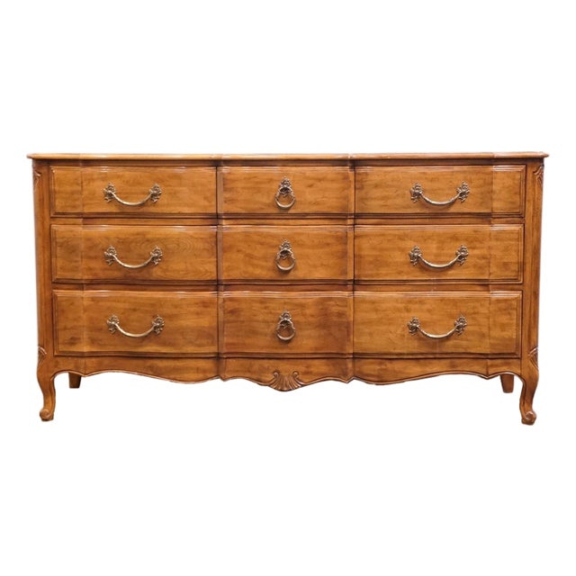 Davis Cabinet Co. Solid Walnut Country French Provincial 64" Triple Dresser 1702 - Fleming Finish For Sale