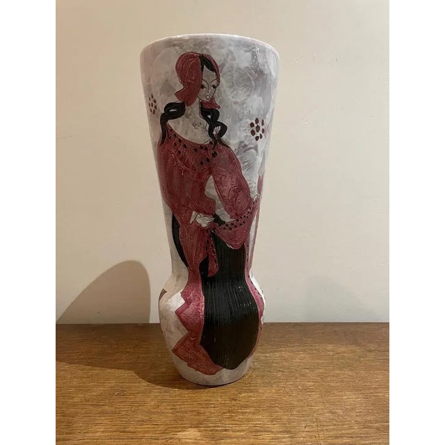 Red Ceramic Vase by Le Brescon For Sale - Image 8 of 11