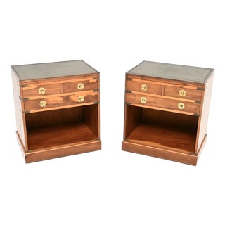 Antique Yew Wood Bedside Tables, 1930, Set of 2 For Sale