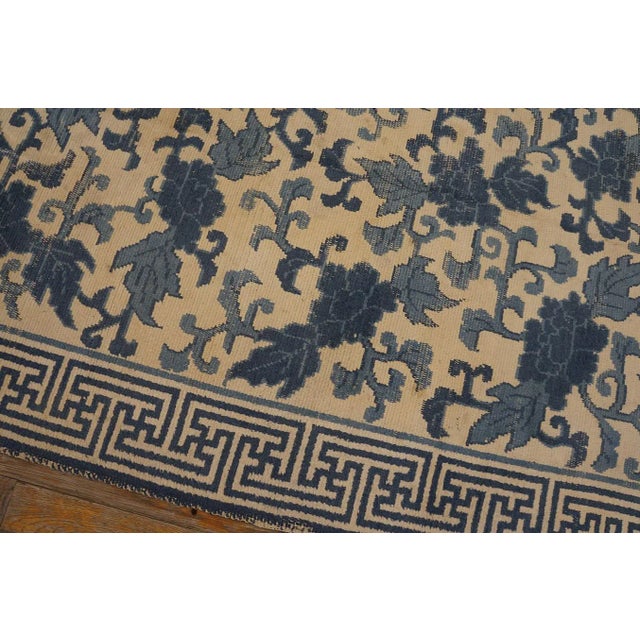Lovely Tan Beige and Blue Cerulean Color With Florid Design Antique Japanese Rug For Sale In New York - Image 6 of 10