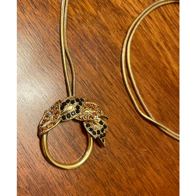 Judith Leiber Judith Leiber Gold Double Snake Chain Pendant Necklace For Sale - Image 4 of 8