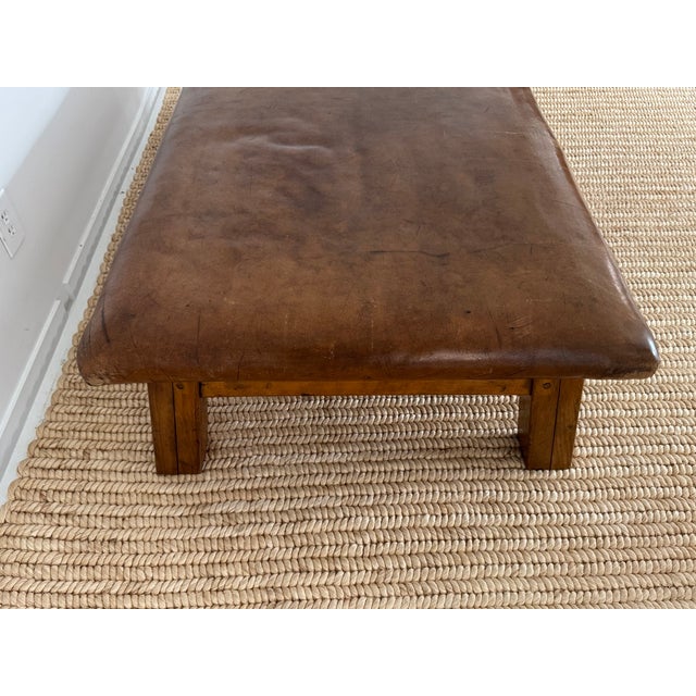 Oversized Vintage Leather and Wood Gym Bench For Sale - Image 11 of 18